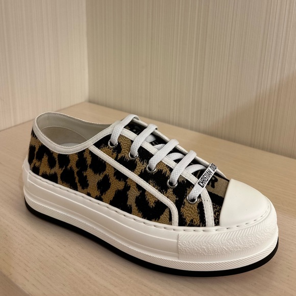 NWT Dior Walk’N’Dior Leopard Platform Sneakers, Size 9 - Picture 1 of 10